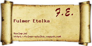 Fulmer Etelka névjegykártya